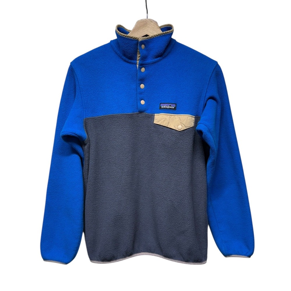 Patagonia Synchilla Snap-T Fleece Pullover‎ Women Sz S Blue Colorblock Two Tone
